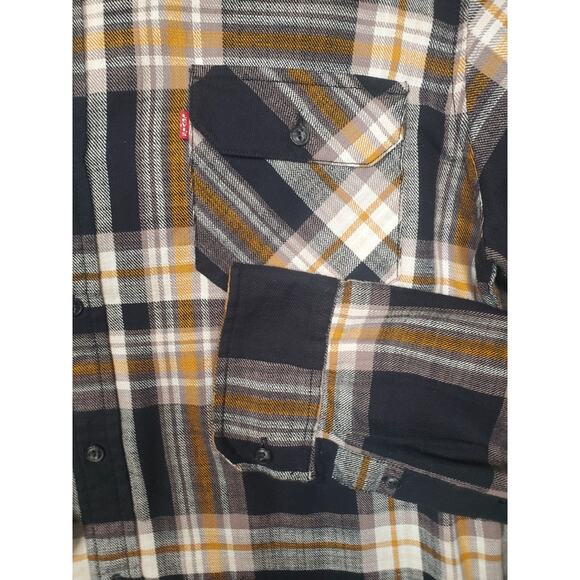 Levi's Men's Size XL Black & Tan Flannel Shirt Grunge Skater Unisex - Picture 6 of 6